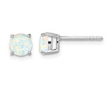 9/10 Carat (ctw) Lab-Created Solitaire Opal Earrings in 14K White Gold